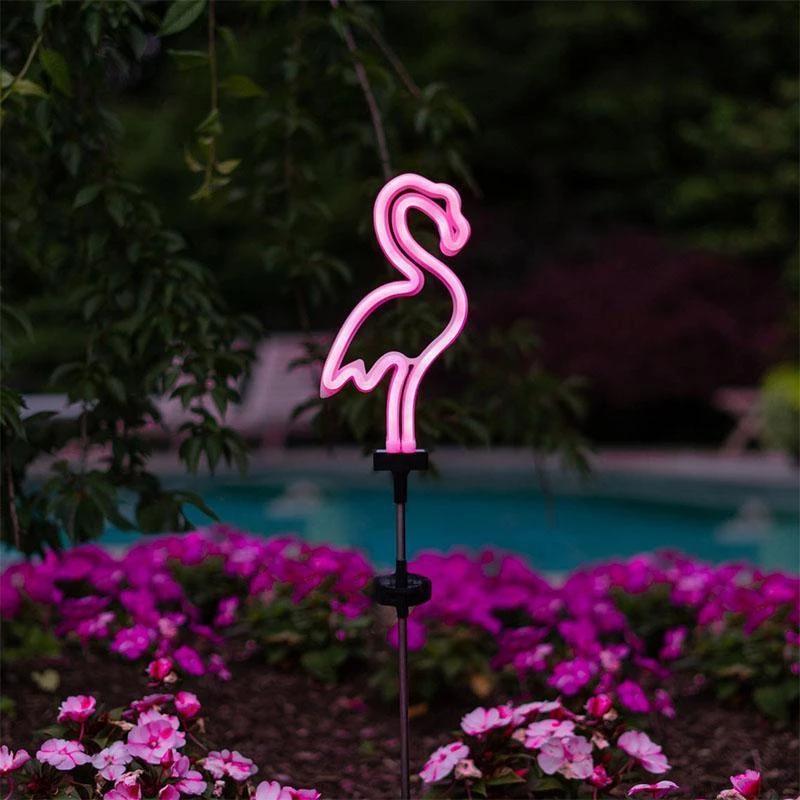 LED Vogel Lampe Flamingo Neon Pile Solar Power Licht Outdoor Zaun Licht Hof Garten Solar Led Lampe Wasserdicht Außerhalb deco