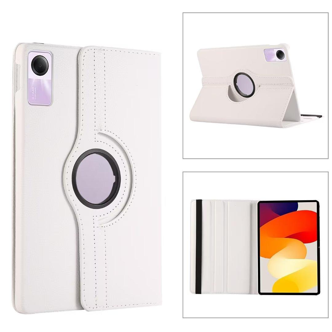 Rotierende Tablet-Hülle für Xiaomi Redmi Pad SE 2023 Xiaomi Pad 6 5 Pro 11 Zoll Abdeckung für Pad 5 12,4 Zoll Ständer PU-Lederschale Xiaomi Pad 5 Pro 11 weiß