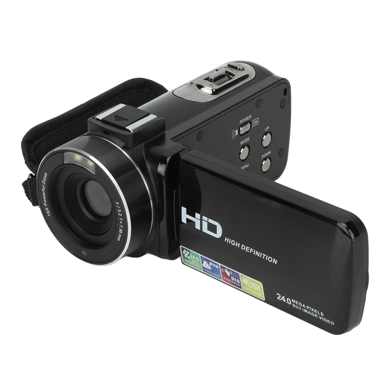 Digitalkamera-Recorder 3,0 Zoll 1080P 24MP 16X Digitalzoom Drehbarer Bildschirm Videokamera