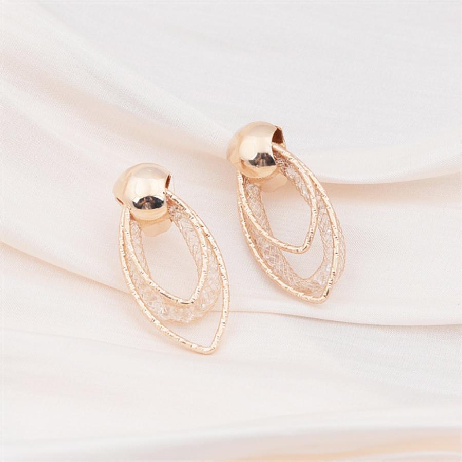 Trend Drahtgeflecht Tropfen Strass Tropfen Ohrringe für Frauen Exquisite Geometrie Gold Farbe Schmuck gold