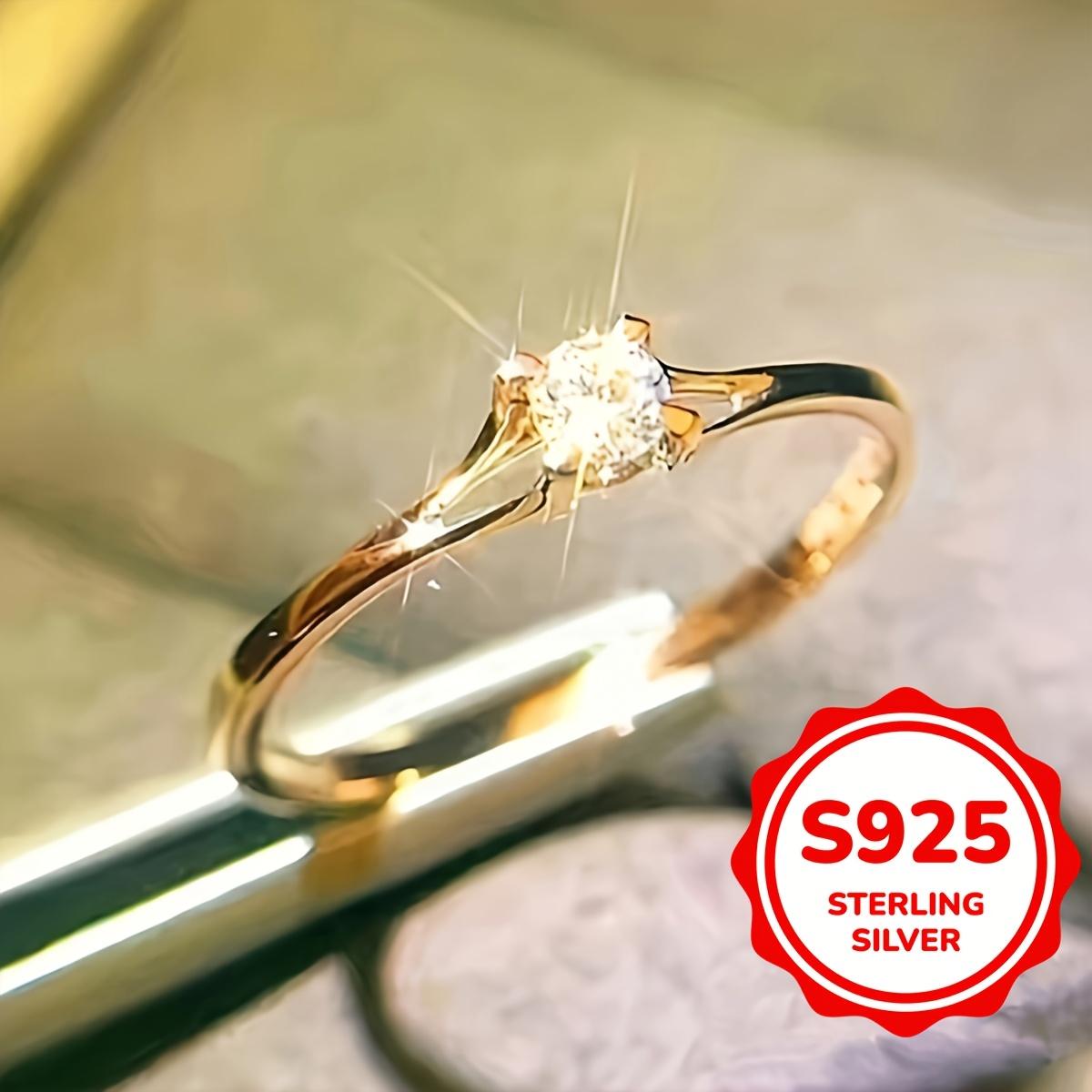 Minimalistische Brillante Zirkonia 925 Sterlingsilber Eheringe für Frauen Schlichte und Elegante Verlobungsringe Schmuck 9 rose gold