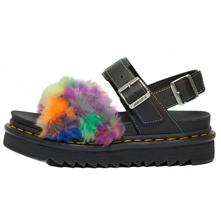 DR. Martens Lederstoff Mode Schnalle Dicke Sohle Sandalen Damen Sandalen Schwarz 27348889 38
