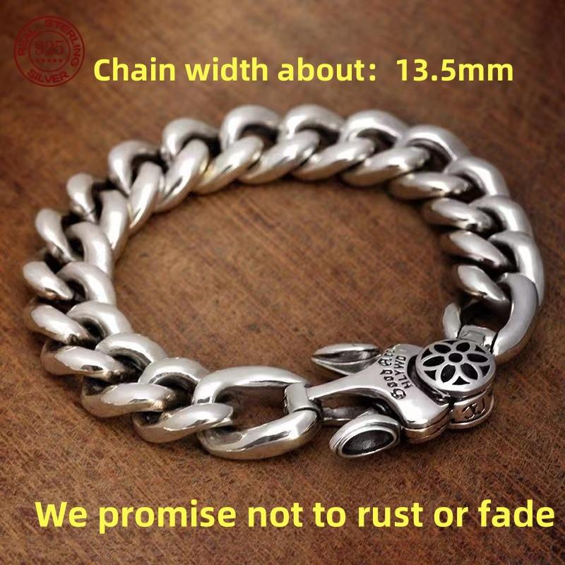 925 Sterling Silber Horus Auge Gottes Kubanisches Armband Herrenmode Hip Hop Einfaches Geschenk Modeschmuck Accessoires 22cm