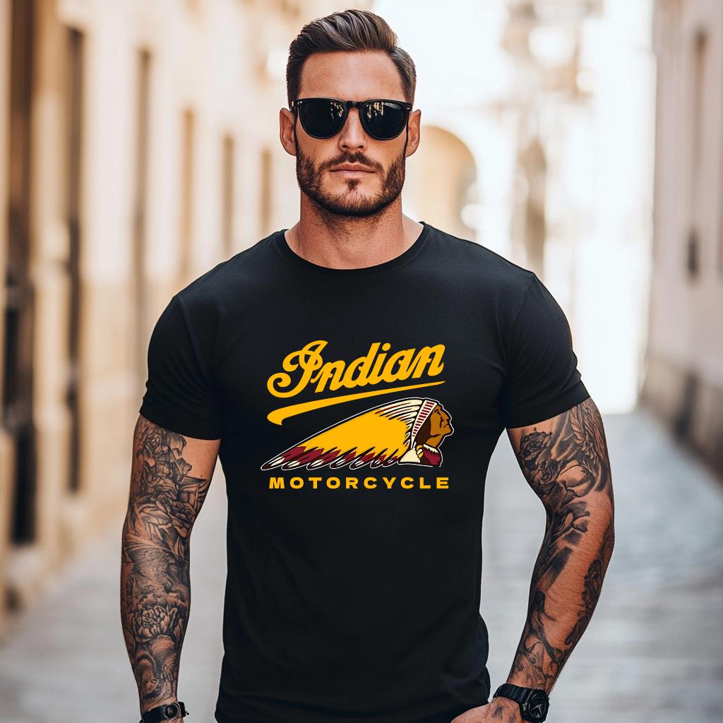 2024 Herren T-Shirt Lässig Indians Motorcycle T-Shirt Grafik Übergroß Motorrad Biker Cafe Racer Chopper Vintage Streetwear T-Shirts L