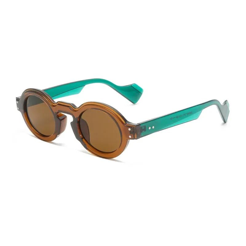 Runde Sonnenbrille Damen Herren Vintage Spiegel Stylisch Sonnenbrillen Weiblich Männlich Süßes Glas Persönlichkeit Farben Oculos De Sol Other brown