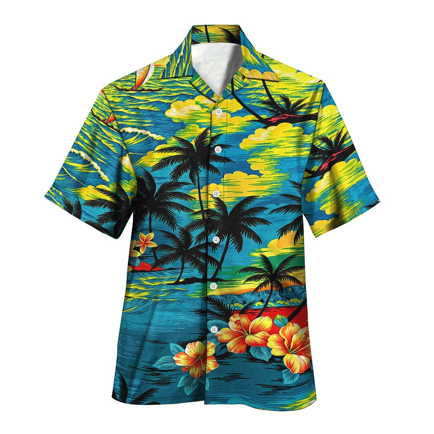 2025 neue Druck Hemd Tiki Hemd Männer Hawaiian Shirts Herren Retro Herren Plus Größe Hemd Casual Kurzarm Strand Bluse Männlichen tops L