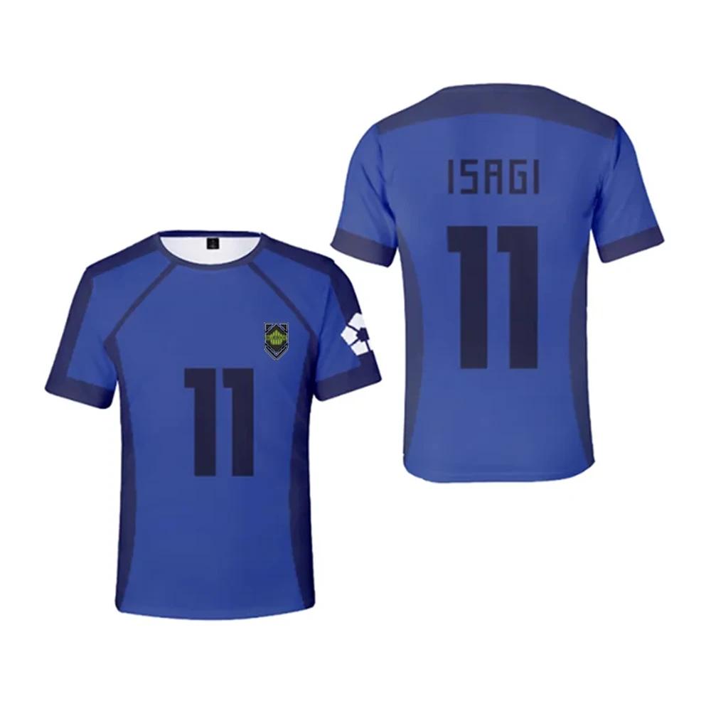 Blue Lock Anime Japanisch Isagi Yoichi Fußballtrikot T-Shirt Cosplay Hyoma Chigiri Meguru Bachira Tee Original Kinderkleidung M blue