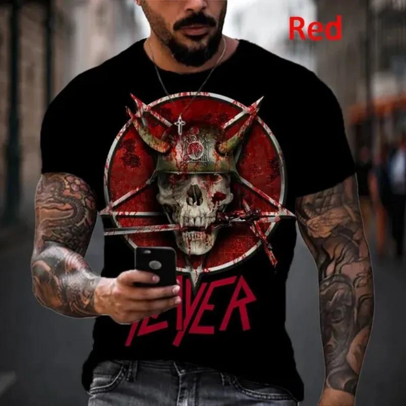 Heißes Heavy Metal Rock Band Slayer 3D Gedruckte Herren T-Shirts Sommer Hip Hop Trendig Cool Kurzarm T-Shirts Top Übergroß Streetwear XL black