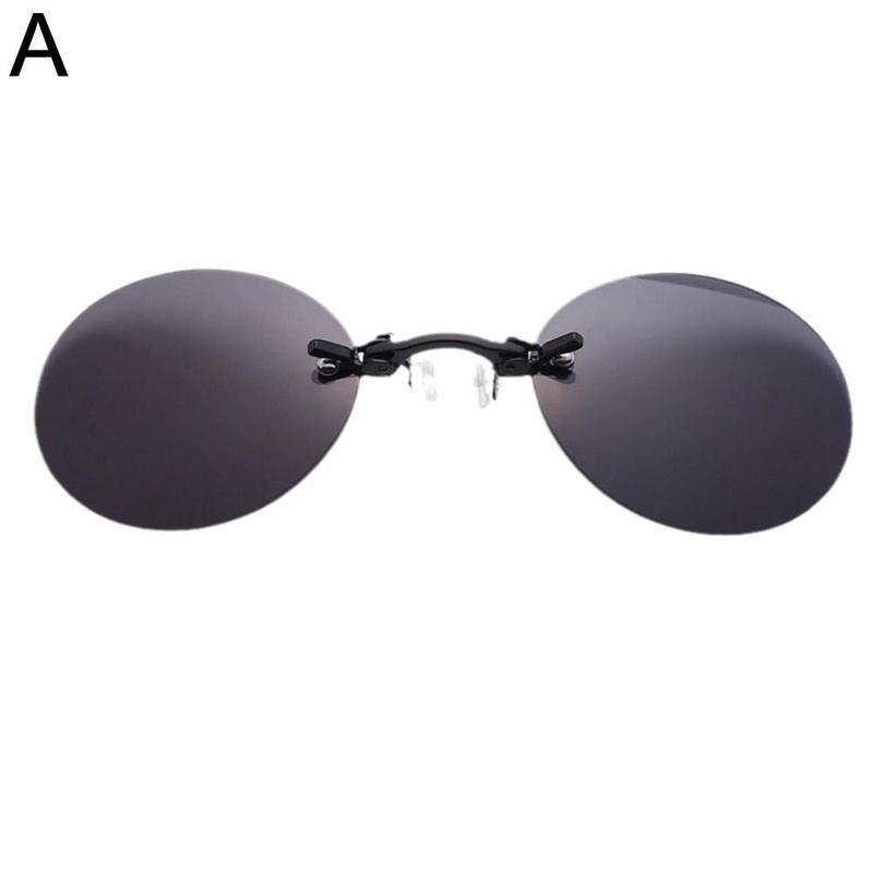 Mode Mini Randlose Sonnenbrille Clip Auf Nase Objektiv Runde Brille Rahmenlose Vintage Männer Brillen black