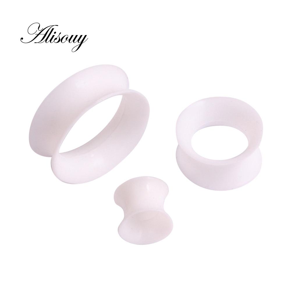 Paar flexible, dünne, doppelt ausgestellte Flesh-Tunnel-Ohrstöpsel aus Silikon, Ohrmesser, Expander, Keilrahmen, Ohrringe, Ohrpiercing 14mm