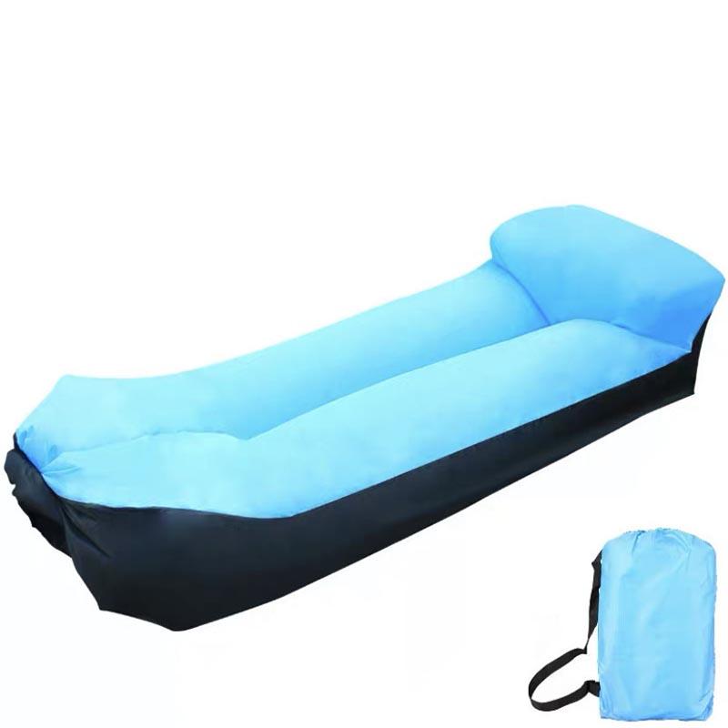 Tragbare Outdoor Faule Aufblasbare Sofa Camping Aufblasbare Bett Park Luft Bett Isomatte hellblaue
