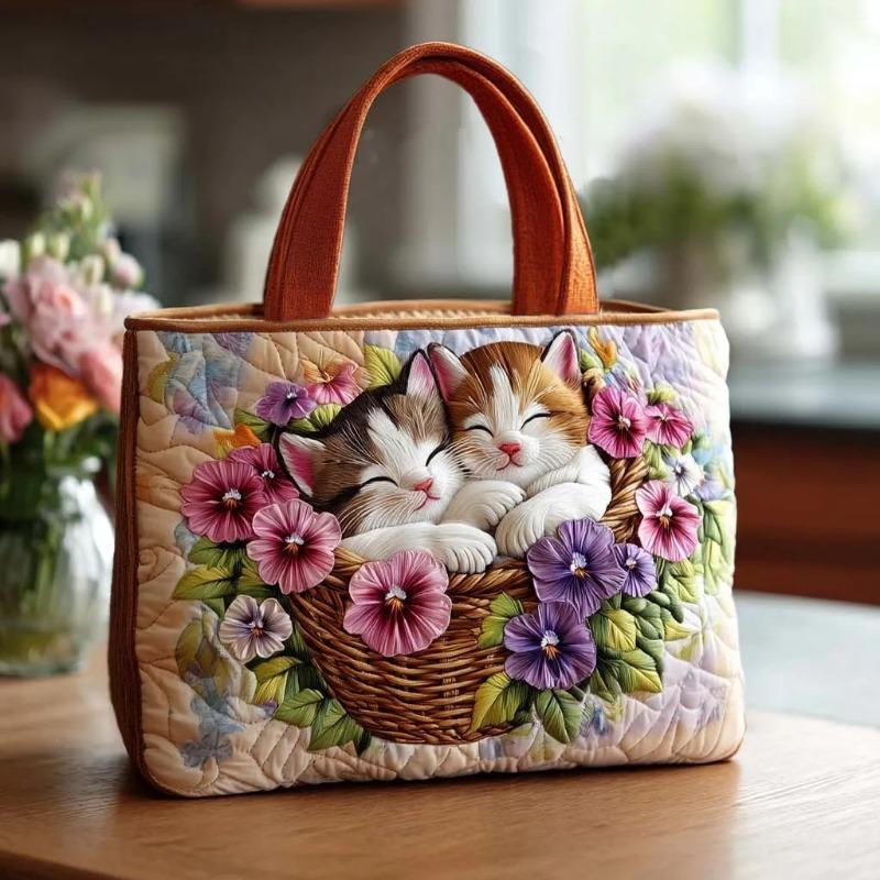 Langlebige Lässige Handtasche für Reisen, Einkaufen und den täglichen Weg zur Arbeit – Neu eingetroffene Handtasche mit Digitaldruck und Modischem Gestepptem Tote-Design 34x40x10cm