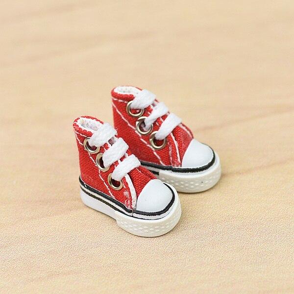 1 paar 3,5 cm Mode Leinwand Schuhe Für Blythe Puppen Kausalen Schuhe Für Barbie Puppe Haus Mini Schuhe Für 1/6 BJD Puppe Zubehör rot