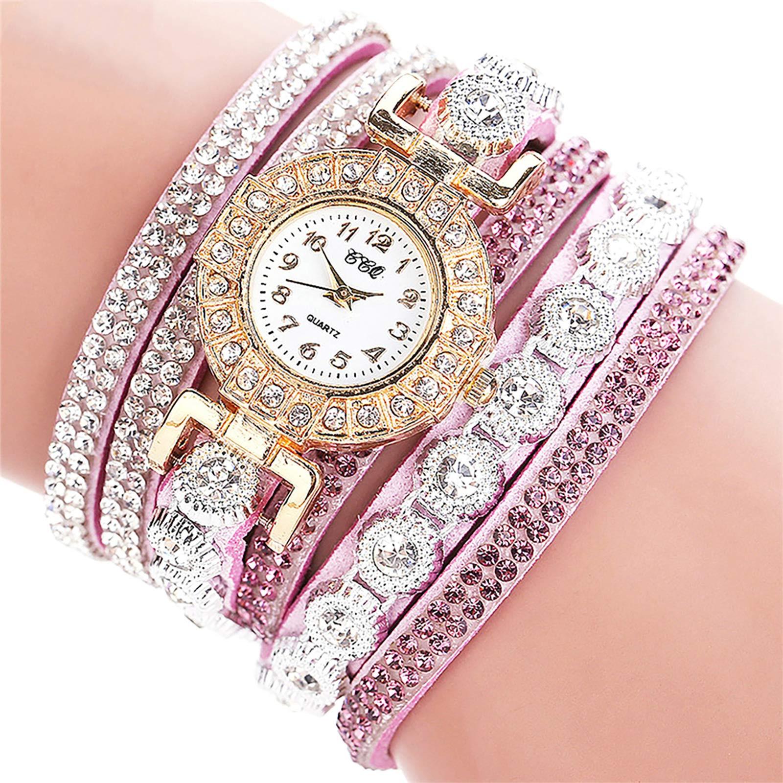 Neuer Stil – kleine Uhr mit Diamant, runde Armbanduhr, Studentenmode, lässige Damen-Armbanduhr One Size violett