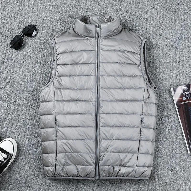 Mantel Ultraleichte ärmellose Pufferweste Jacke Ultradünne warme leichte Daunenjacke Weste Winter Herren Entendaunenweste Mäntel XL graue