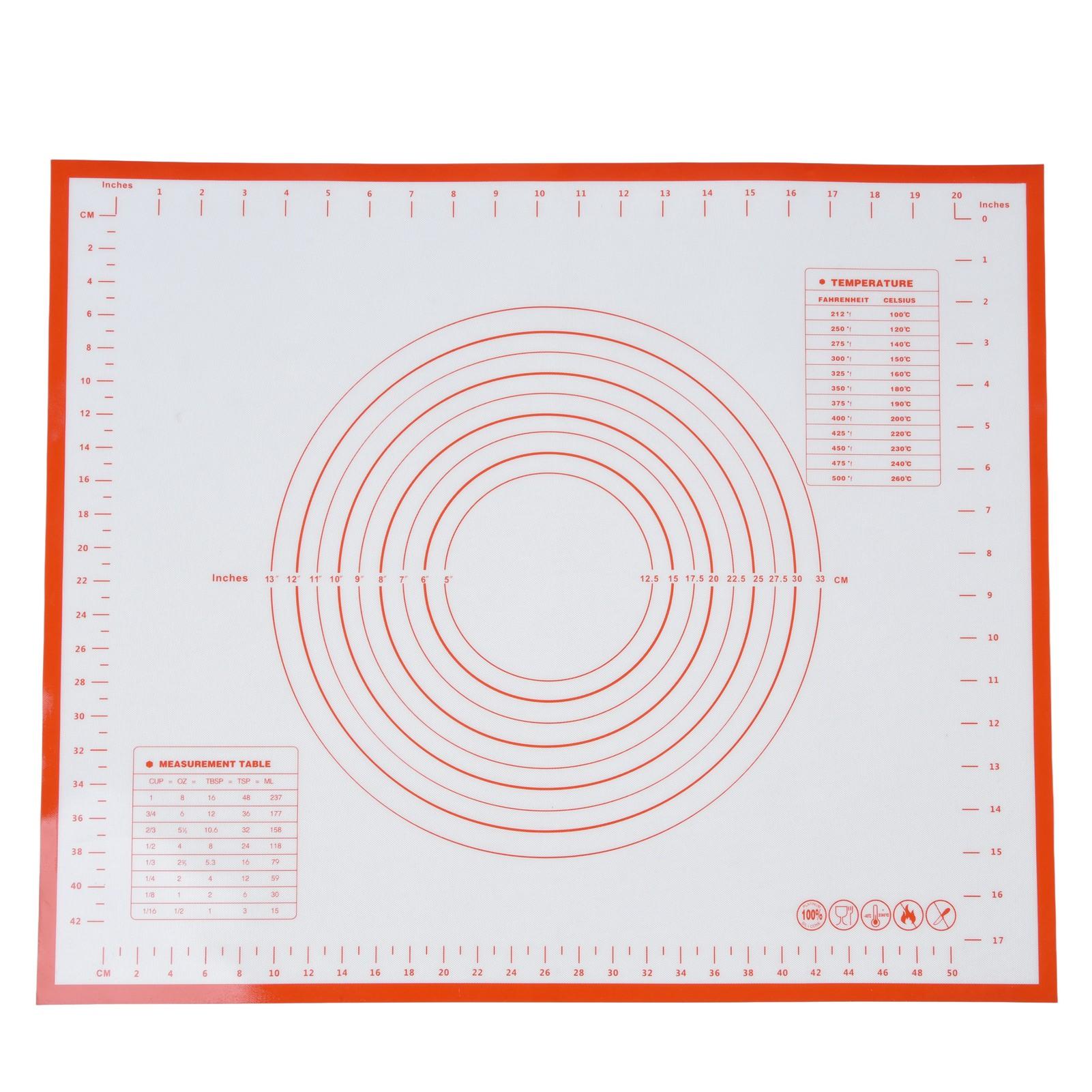 Silikon-Gebäckmatte, Silikon-Backmatte für Fondant, Rollteig, Tortenboden, Pizza, Kekse, Schwarz L rot