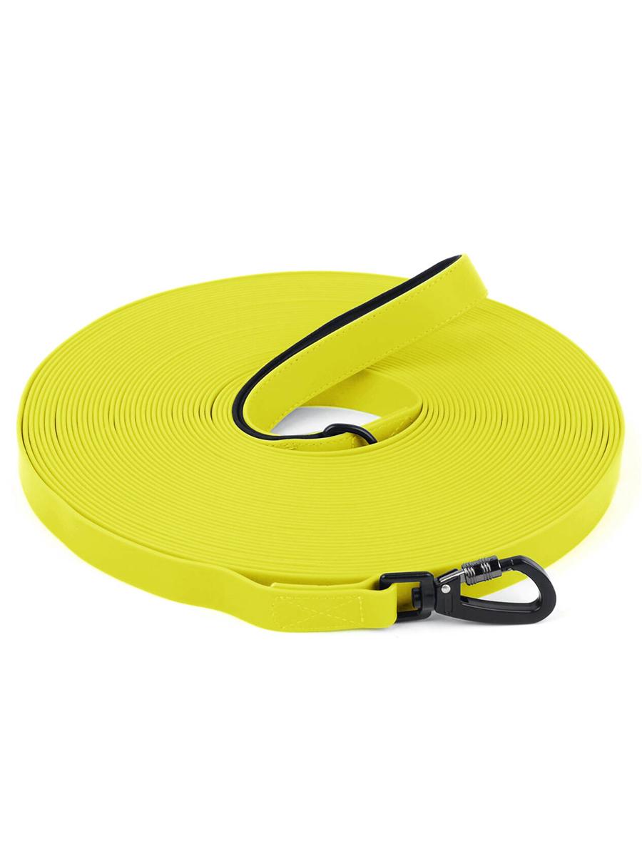 Wasserdichte Hundeleine, 3M/5M/10M/15M/20M/30M Hundespazierleine für draußen, langlebige PVC-Langlaufleine mit gepolsterter Hand 2cm x 15M gelb