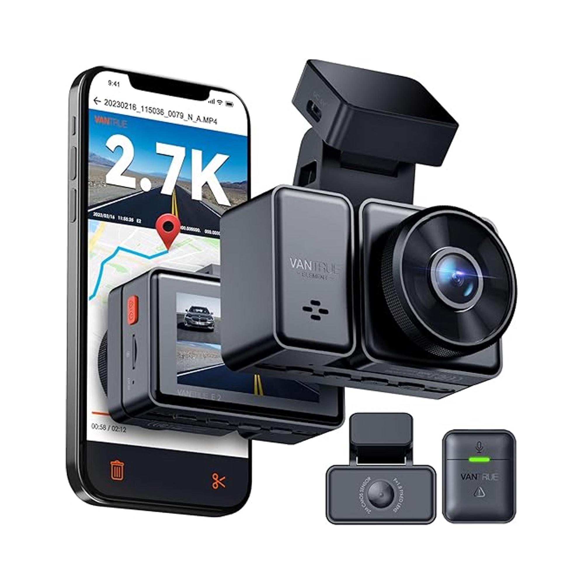 VANTRUE E2 1944P+1944P Dashcam Auto 5GHz WiFi GPS, Kabellose und Sprachgesteuerte Front-Heck-Dashcam, WDR Nachtsicht
