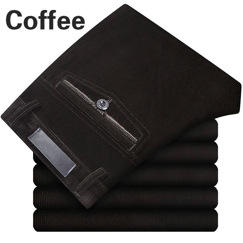 Männer Cord Cord Hosen Stretch Gerade Hosen Casual Lose Hohe Taille Retro Hosen 42 kaffeebraun