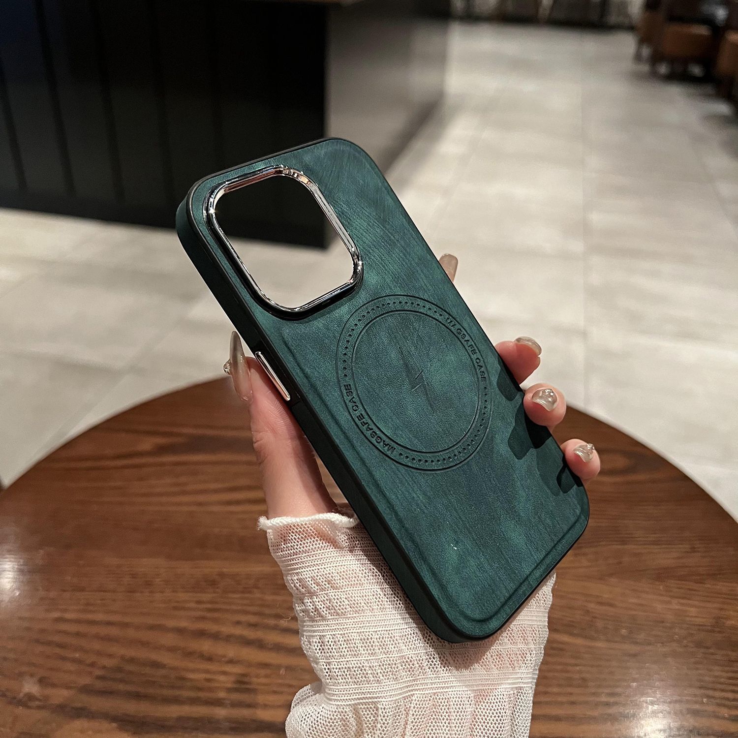 Echtlederhülle für iPhone - Magsafe Wireless Charging Cover für iPhone 15 Pro Max iPhone 14 13 12 11 X Xs All-Inclusive iPhone 12 grün