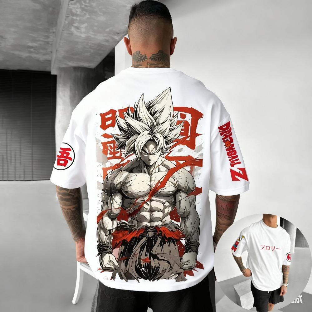 Sommer Dragon Ball 40. Jubiläum Anime Wukong Druck 3D Blume Mode T-Shirt Große Größen Streetwear Unisex XL white