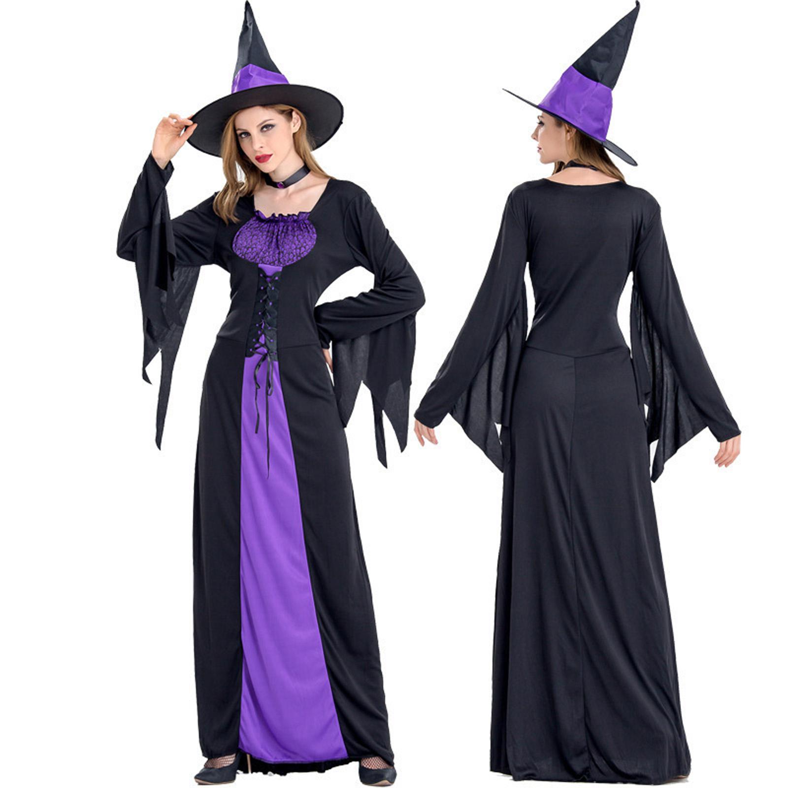 Halloween-Kostüm, Hexenkostüm, Cosplay-Kostüm, Hexen-Cosplay-Aufführungskostüm L violett