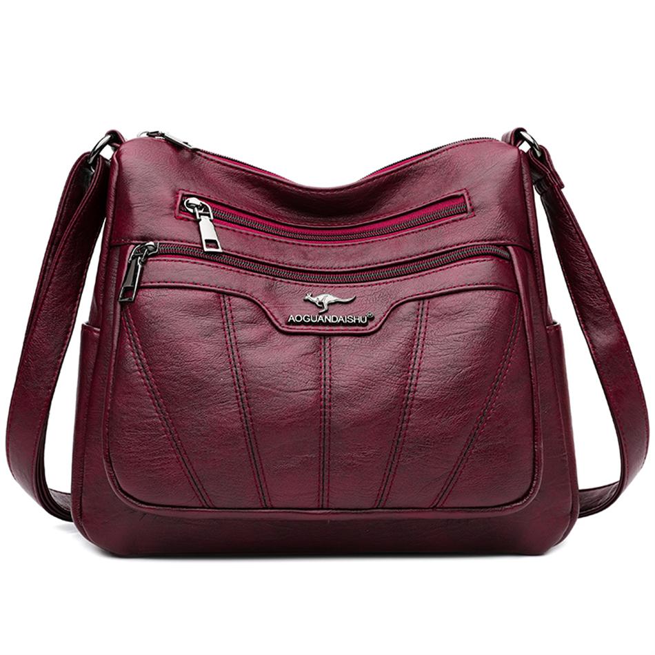 Weiche Leder Frauen Tasche Marken Designer Damen Handtasche Geldbörsen 2023 Luxus Weibliche Schulter Tasche Große Kapazität Umhängetaschen Sac rot