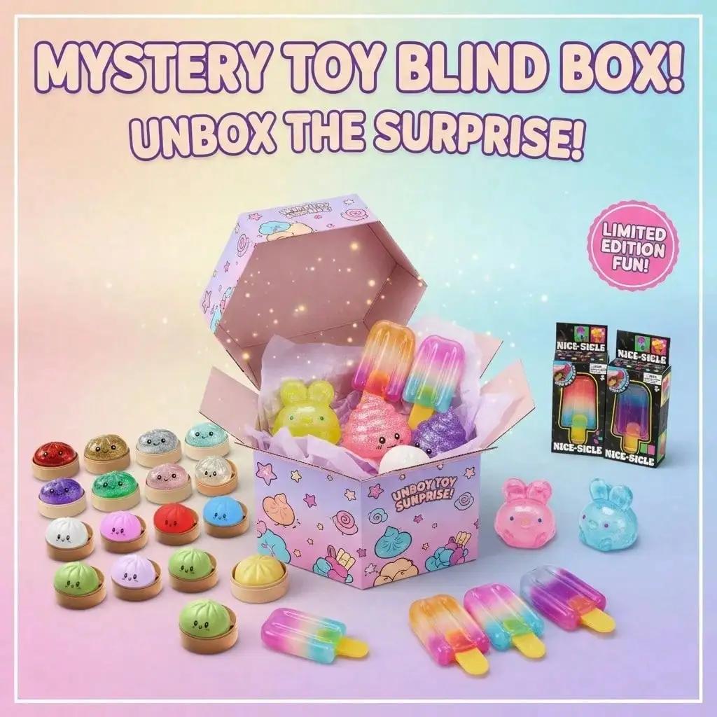 Mystery Box Squishy Spielzeug – Zufälliges Blind Box Stressabbau Set – Unabhängige Gewinnchancen bei jedem Zug gray