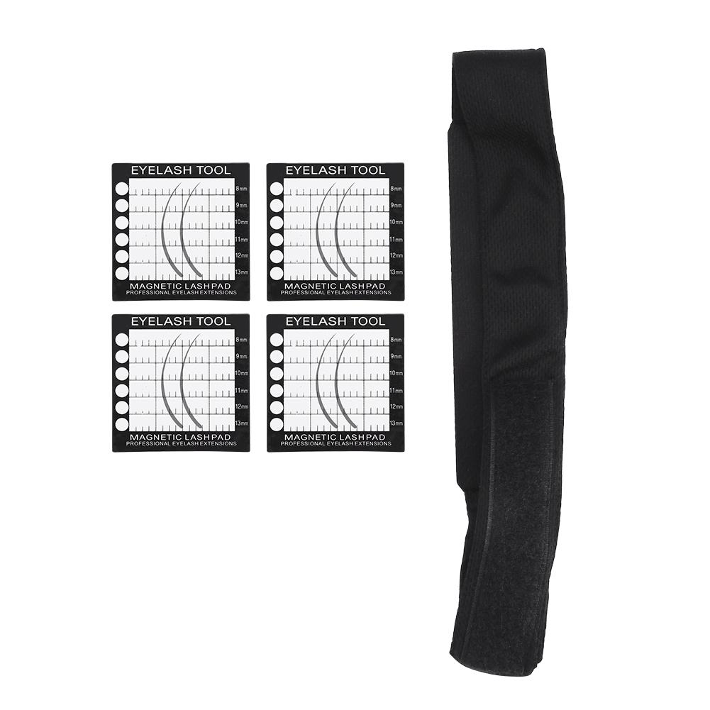 Magnetisches Wimpern-Pad Magnetisches Stirnband Kopftuch für Wimpernverlängerung mit 4 Wimpern-Pad-Halter