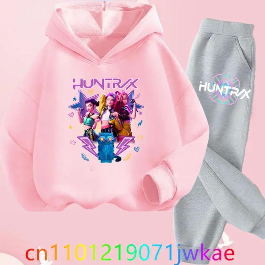 Kinder Kapuzenanzug KPop Dämonenjäger Aufdruck Kinderbekleidung Y2K Hoodies+Hosen Sportsets 120