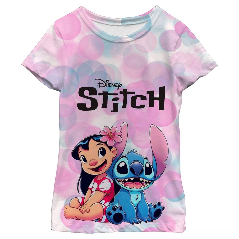 Neues Kawaii Lilo Stitch Cartoon T-Shirt Kinder Stitch Niedliches Manga T-Shirt Y2k Grafik-T-Shirt Mädchen Junge Oberteile Lilo Stich 130