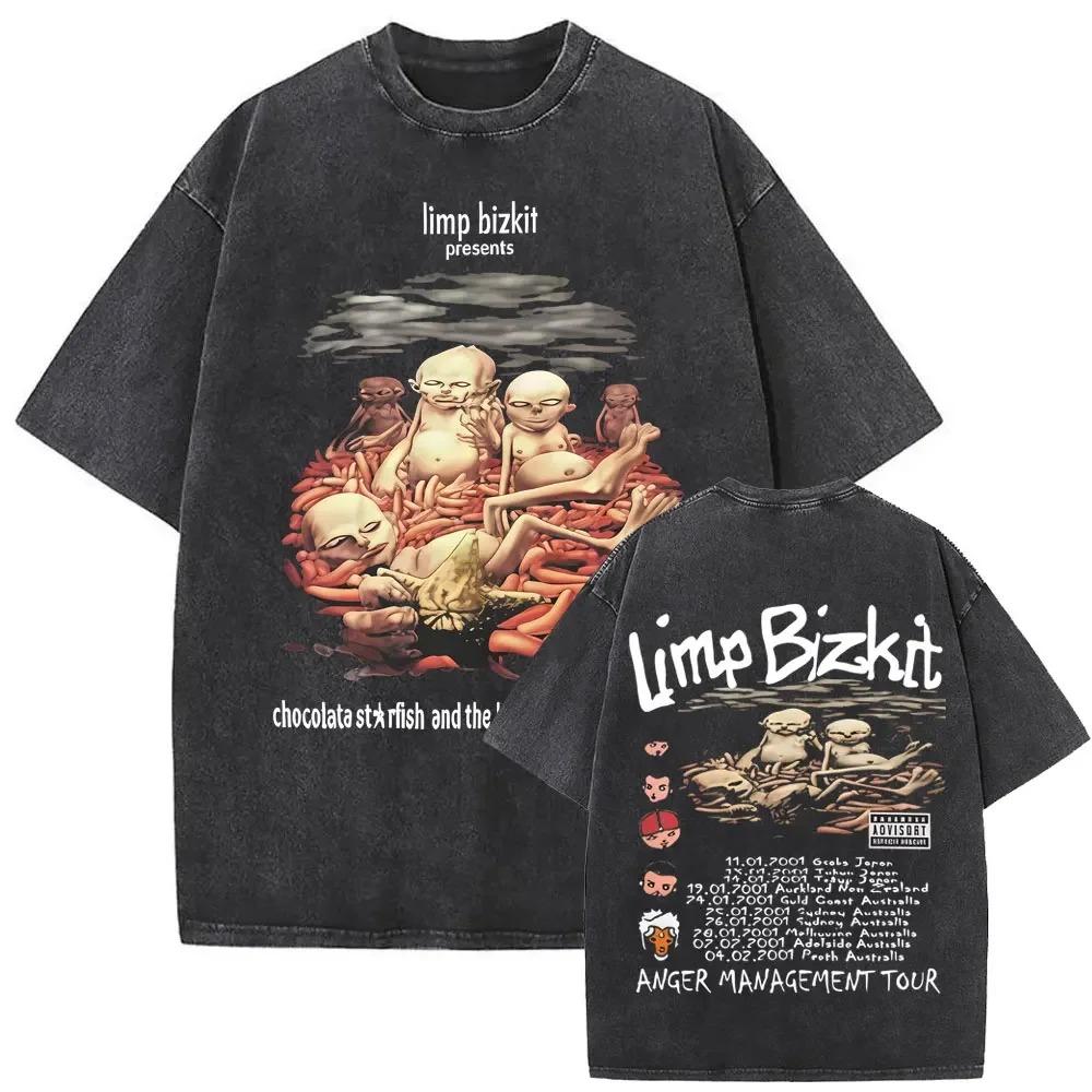 Y2k T-Shirt Unisex Kleidung Gewaschen Vintage Rockband Limp Bizkit Album Grafik 2026 Unisex Kleidung T-Shirt Mann Grafische T-Shirts Y2K L violett