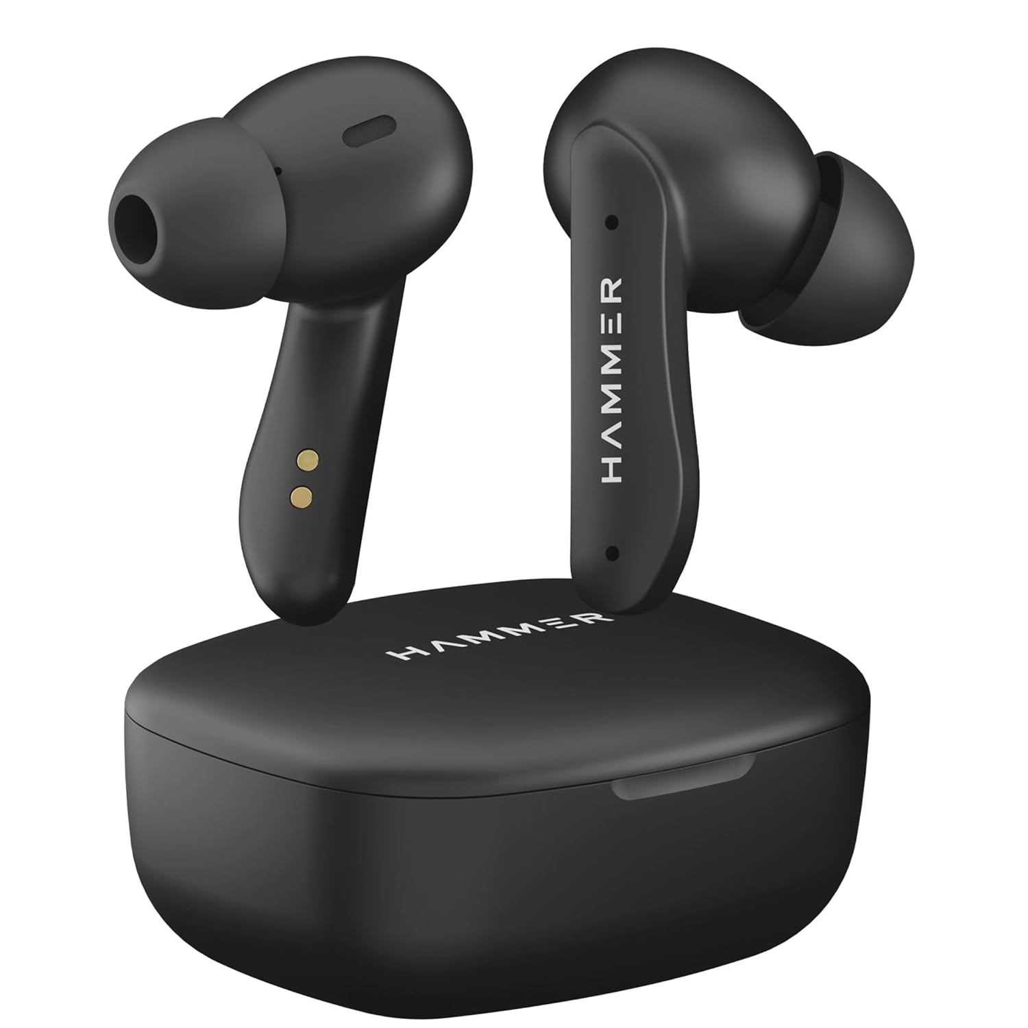 Hammer Solitude Bluetooth-Ohrhörer mit bis zu 22 Stunden Spielzeit, Enc, Schnellladung Typ C, IPX4 wasserfest, Bluetooth V5.3 (Trüffel Schwarz) schwarz