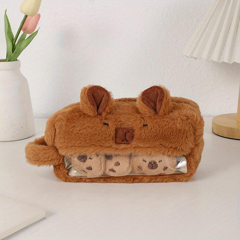 Niedliche Kawaii-Federtasche mit großem Fassungsvermögen, lustige Cartoon-Mode, Capybara-Plüsch-Federmäppchen, Schulbedarf, Geburtstagsgeschenke square