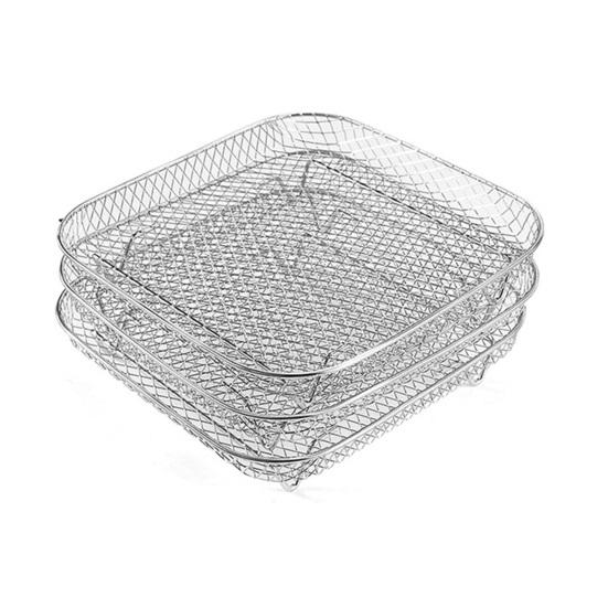 3-teiliges Airfryer-Rack, stapelbare Dörrgestelle, Edelstahlkorb, Tablettzubehör für Backofen, Mikrowelle, Backen, Braten Square