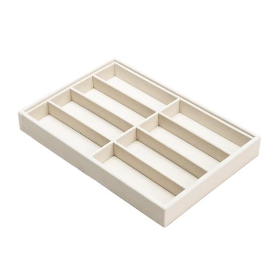 Sonnenbrillen-Organizer-Tablett 8 Fächer Samt Brillenhalter Aufbewahrungsbox Stapelbar Herren Damen Brillen Uhren Schmuck Vitrine beige