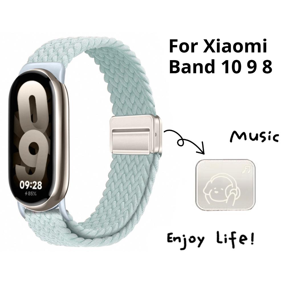 Schleife Nylonarmband für Xiaomi Smart Band 10 9 Verstellbare Magnetschnalle Mi Band 9 Armband Geflochtenes Armband für Mi Band 8 Zubehör For Mi Band 10