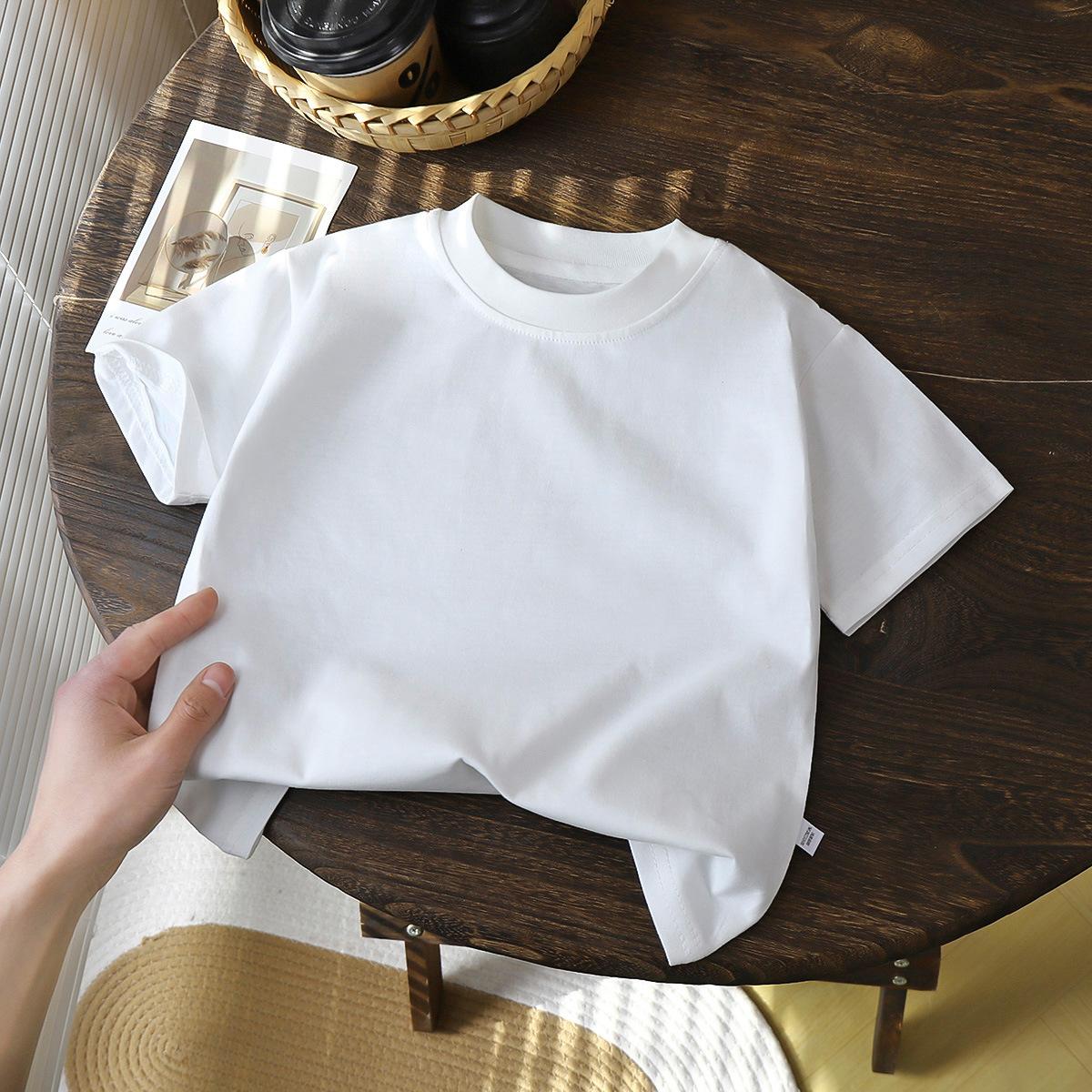 Kinder T-Shirt Weich Atmungsaktiv Sommer Lässig Oberteil T-Shirt Mädchen Sommer Babykleidung 120cm weiß