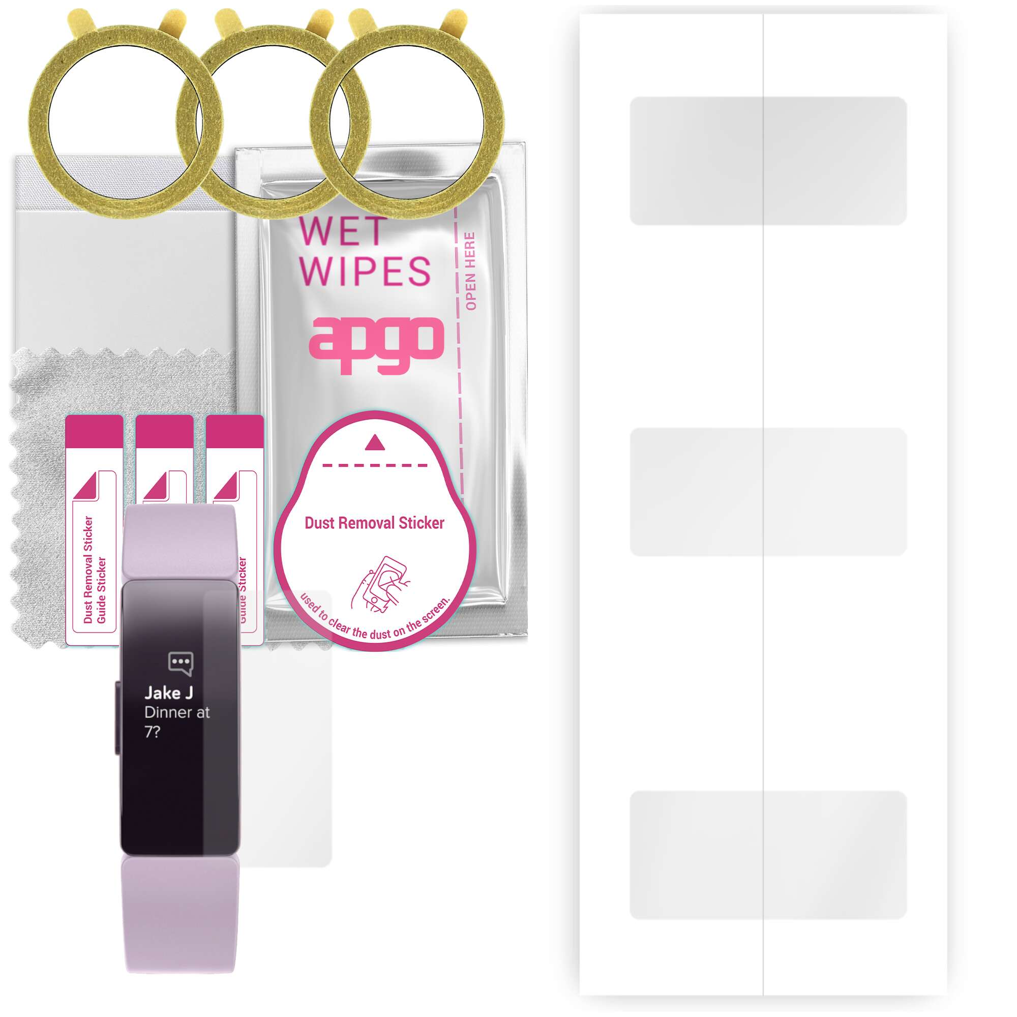 3x apgo Hydrogel Displayschutzfolie für Fitbit Inspire HR, Hydrogelfolie, mit Positionierungsschicht, einfache Installation