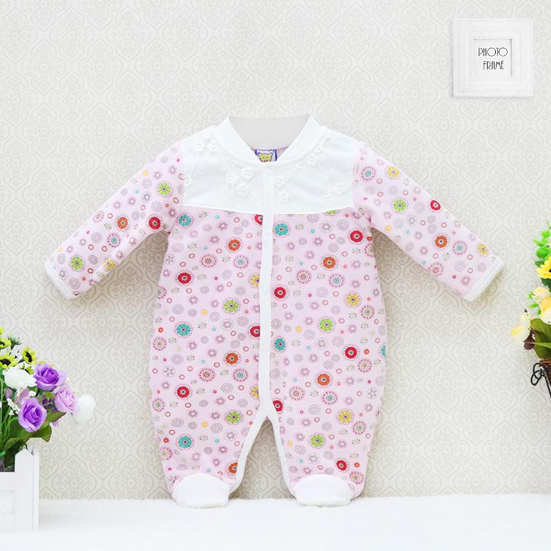 Mädchen Baby Baumwolle Knopf Strampler Herbst und Winter Kleidung Langarm Krabbeln Kleidung Neugeborenen Anzüge 3M 0/3 hellrosa