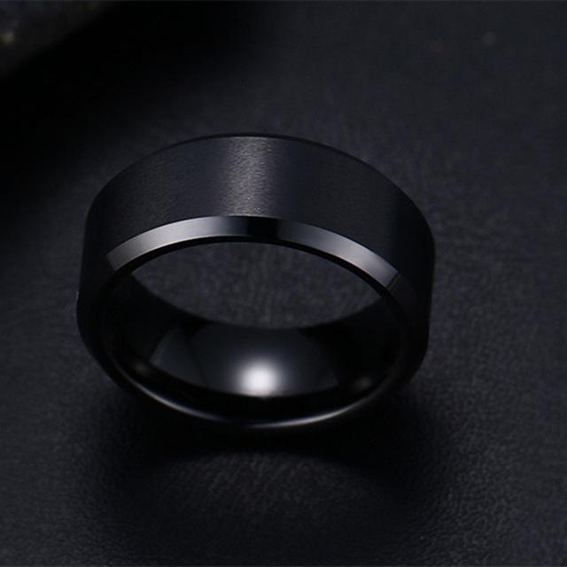 8mm Titan Stahl Band Hochzeit Verlobung Schmuck Schwarz Herren Ring Mode Party Ring Schmuck 7