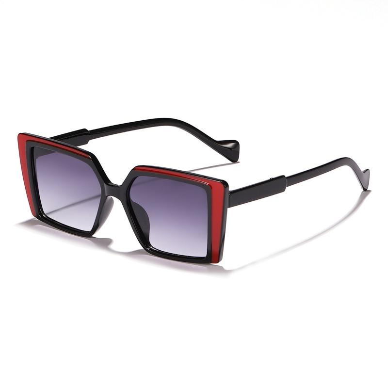 nicht polarisierte Damen Retro Rechteck Sonnenbrille für Damen Herren Cat Eye Luxus Ins Markendesign Sonnenbrille Shades Lady rot