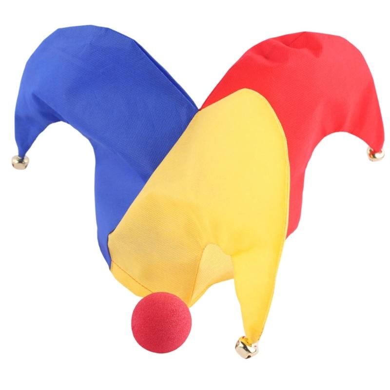 Mardi Gras Narrhut Clownsnase 2-teiliges Set Narrenkostüm-Zubehör Lustige Halloween-Kostüme Cosplay für Karneval 1