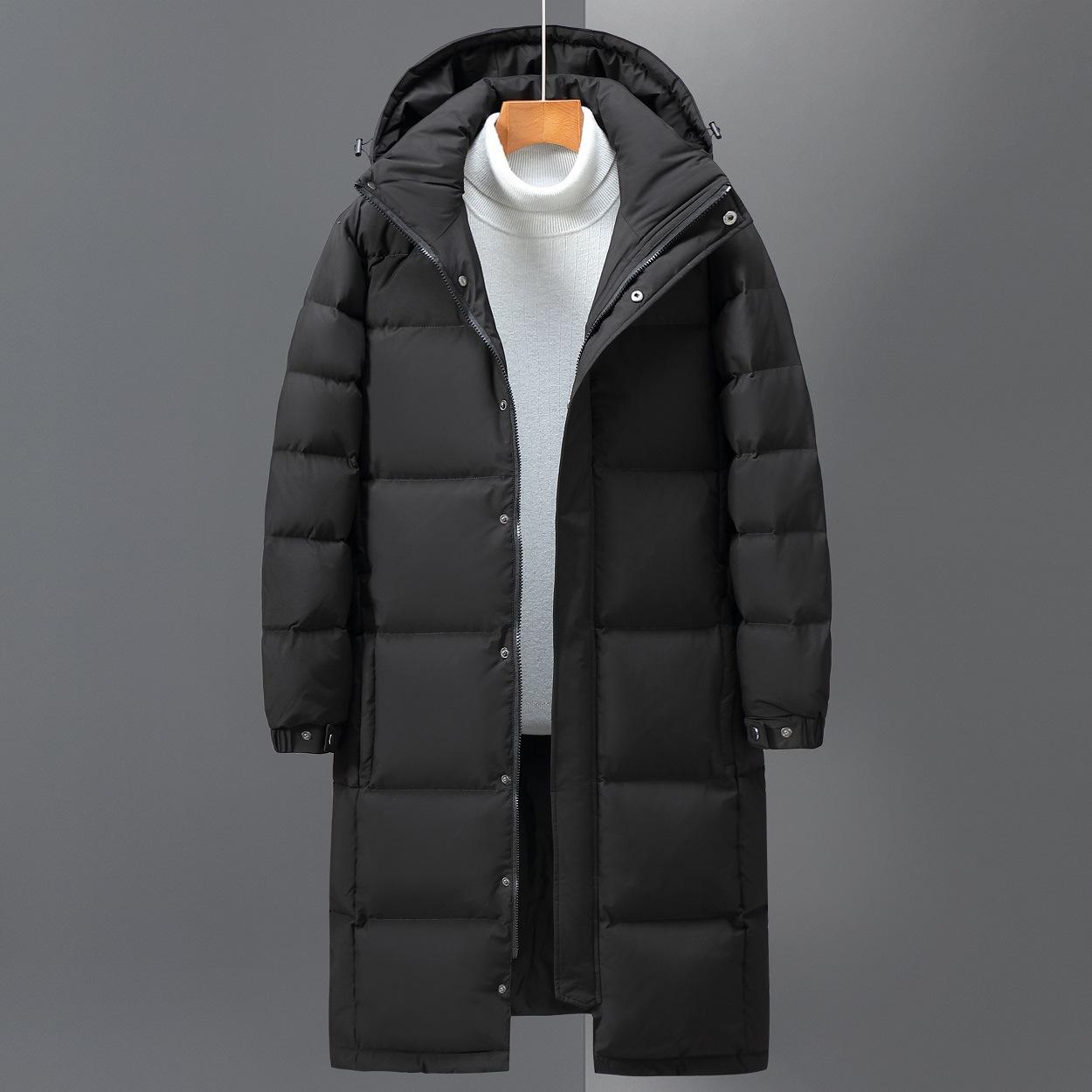 Neue Winter Männer Lange Jacken Mit Kapuze Casual Ente Unten Mäntel Männlichen Outdoor Winddicht Warme Winter Parkas Herren Kleidung S schwarz