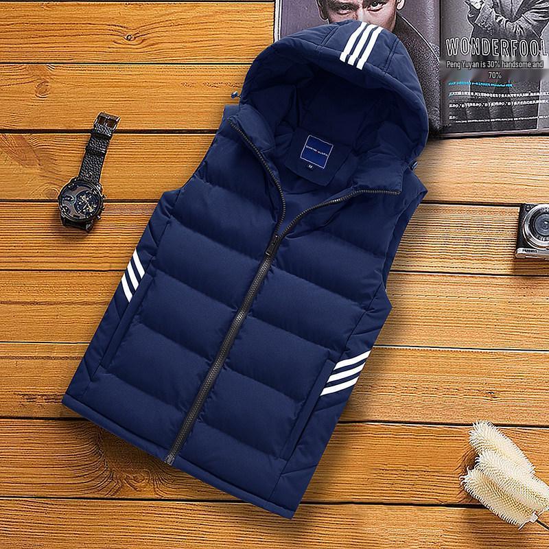 Große Marken Herren Kapuzen-Baumwolljacke - Bezahlbare, Warme, Slim Fit Weste für Herbst/Winter, Große Größen Verfügbar 3XL blau