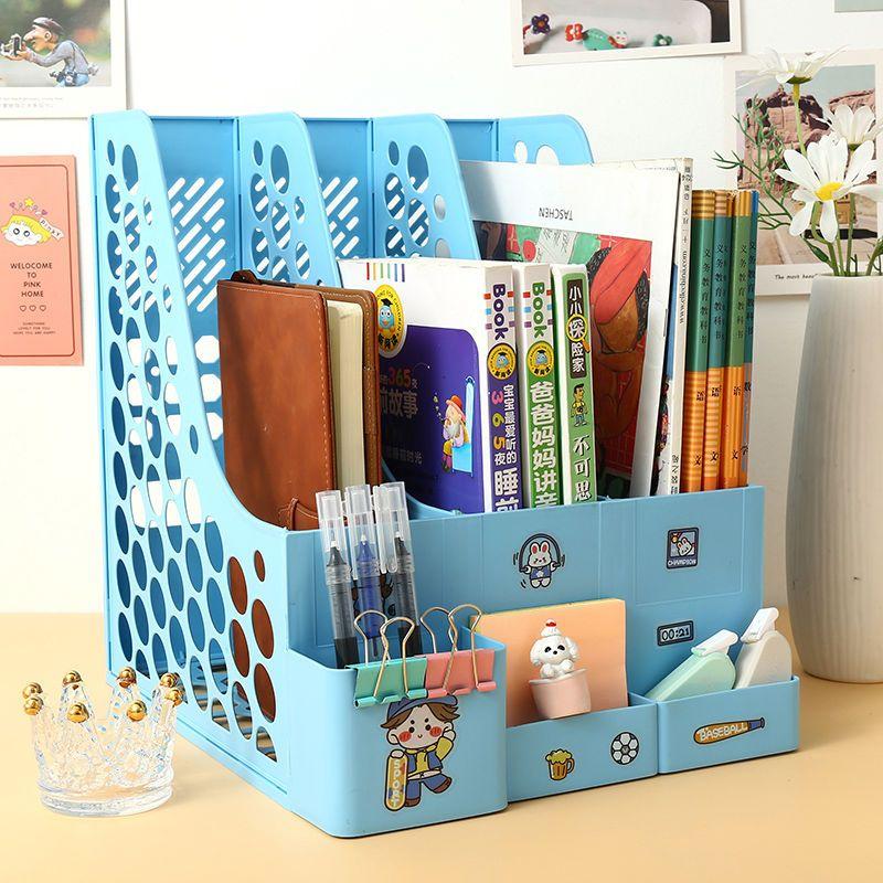 Bücherregal, Desktop-Dokumentenregal, mehrschichtig, multifunktional, großes Fassungsvermögen, Dokumentenkorb, Sortierer, Informationsaufbewahrungsbox, Bürobedarf