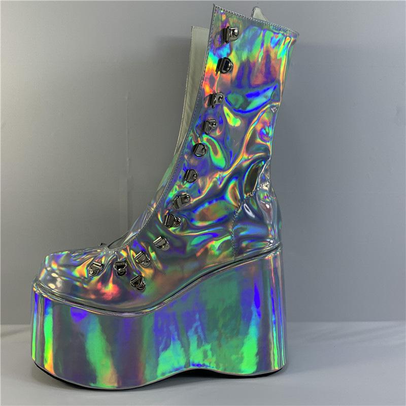 Rosa Lässige Flachboden Wasserdicht Tisch High-Top Spot Niedrigschaft Muffin Schuhe Einfarbig Runde Spitze Einzelne Schuhe Modische Super High Heels YKC 44 bunt