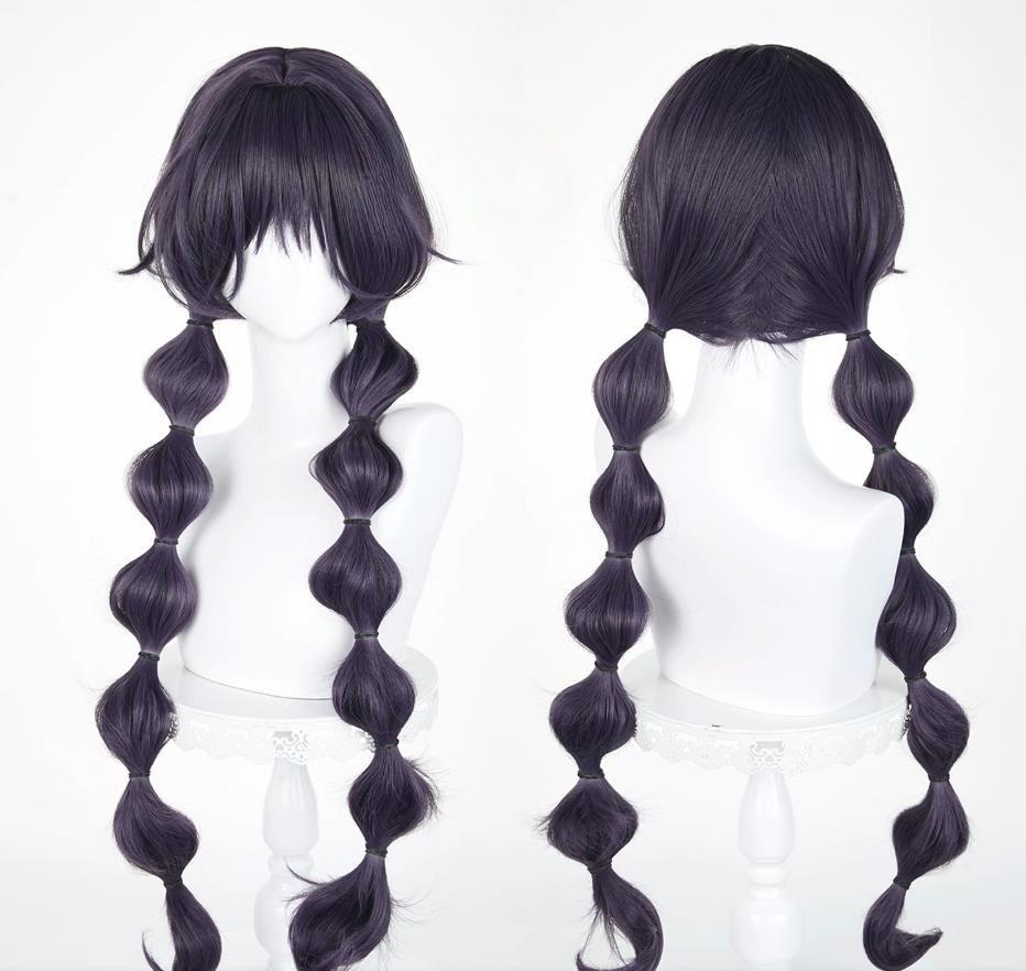 Waguri Kaoruko Cosplay Synthetik-Perücke Lang Lila Grau Damenhaar Anime Hitzebeständige Perücken Für Halloween-Party