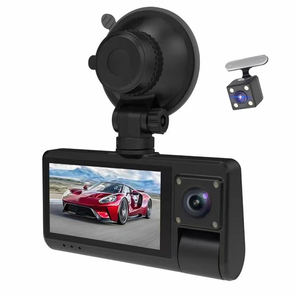 3 Kameras Dash Cam Touchscreen Klarer Auto-Rückspiegel Auto-Videoaufnahme-Camcorder Breit schwarz
