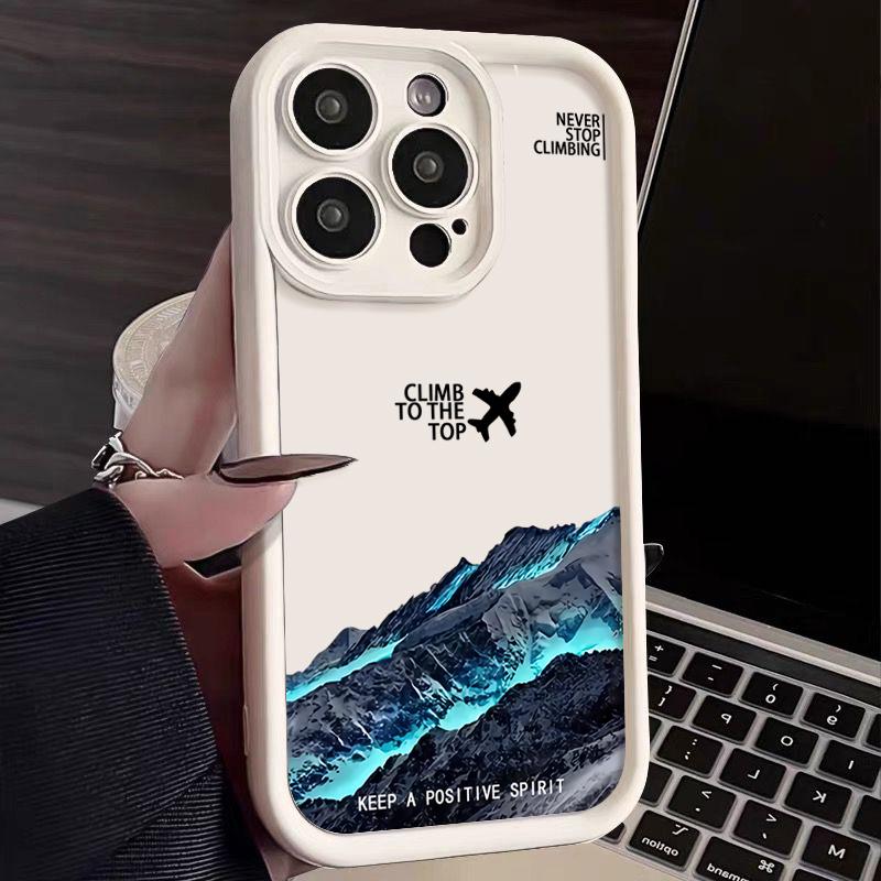 Handyhülle mit Bergspitzen-Flugzeugmuster für iPhone 15 16 14 Pro Max 15 16 Plus 11 12 13 Pro 16E XR Stoßfest Weiche TPU-Handyhülle iPhone 15 Pro Max